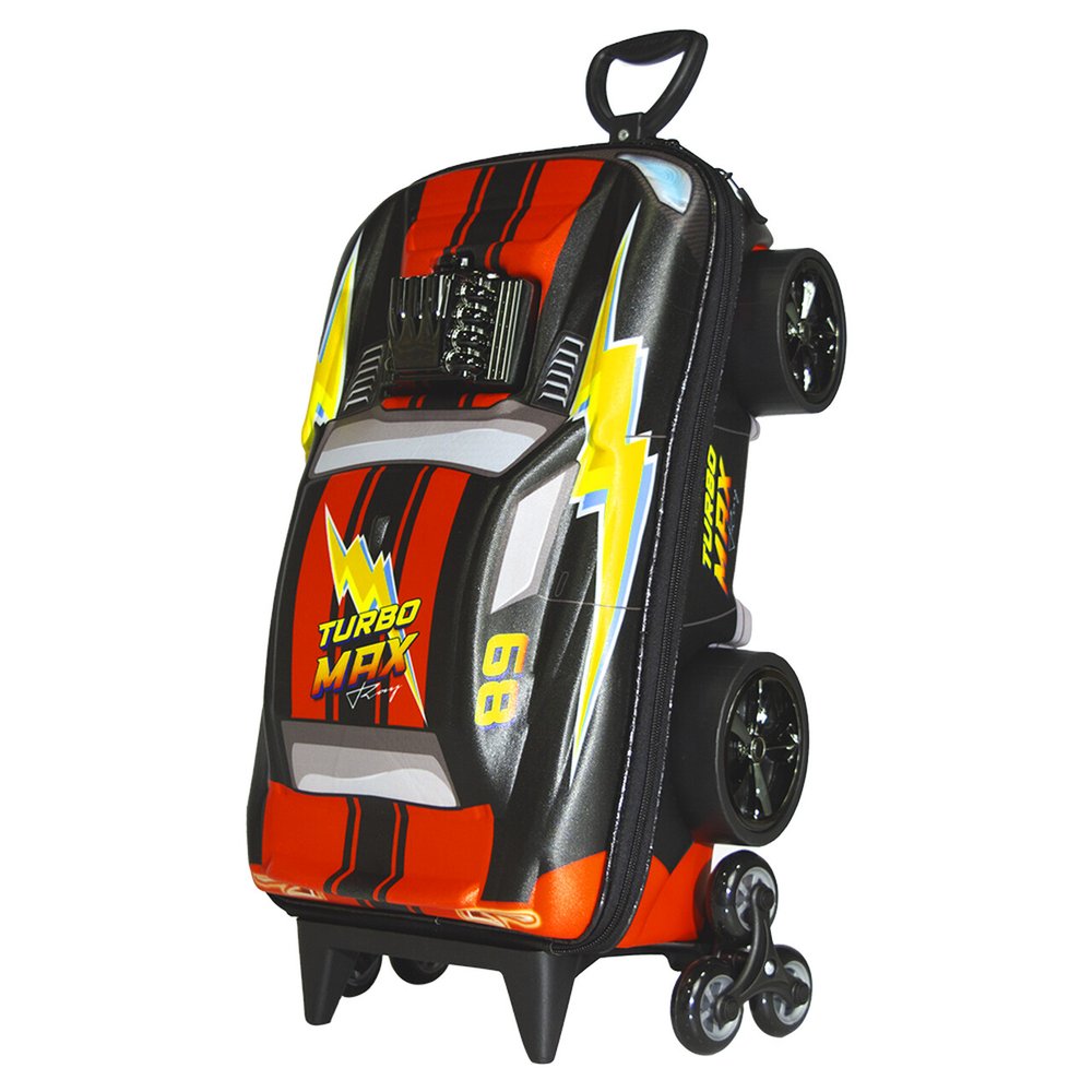 Mala Infantil Turbo Max 3D com Rodinhas Preta Escolar Viagem Resistente Segura