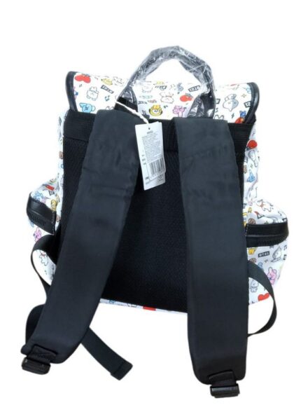 Mochila de Costa Infantil BT21 Fechamento Tipo Saco Personagens Branca Escolar Resistente