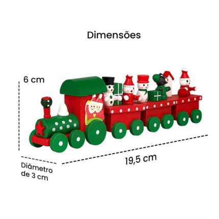 Trem de Madeira Decorativo Modelo Vintage com Detalhes Articulados para Decoração Casa e Escritório