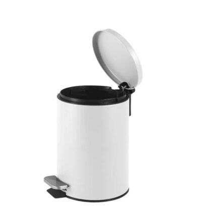 Lixeira Redonda com Pedal Multiuso Aço 5 Litros Branco Matte Compacta e Resistente