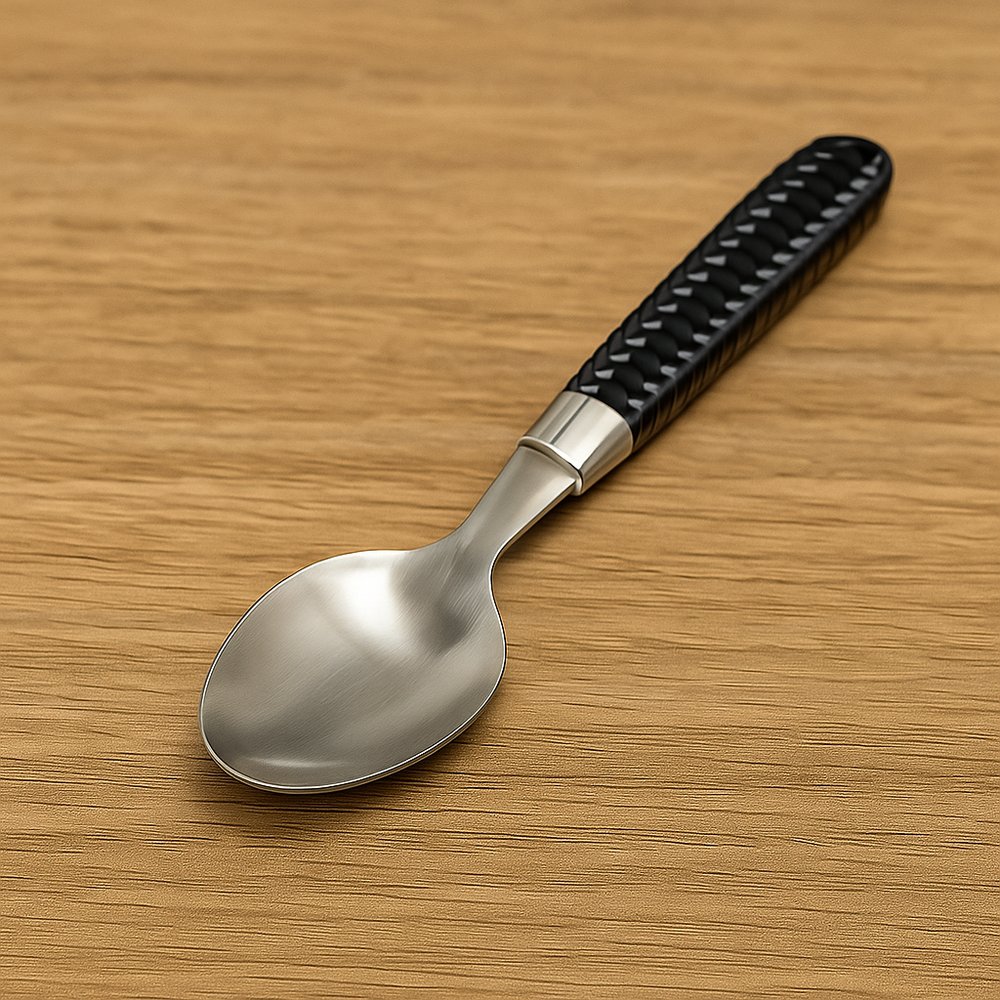 Kit 6 Colher de Sobremesa Inox Linha Gramado Preto Cabo Anatômico Alta Durabilidade - Imagem 2