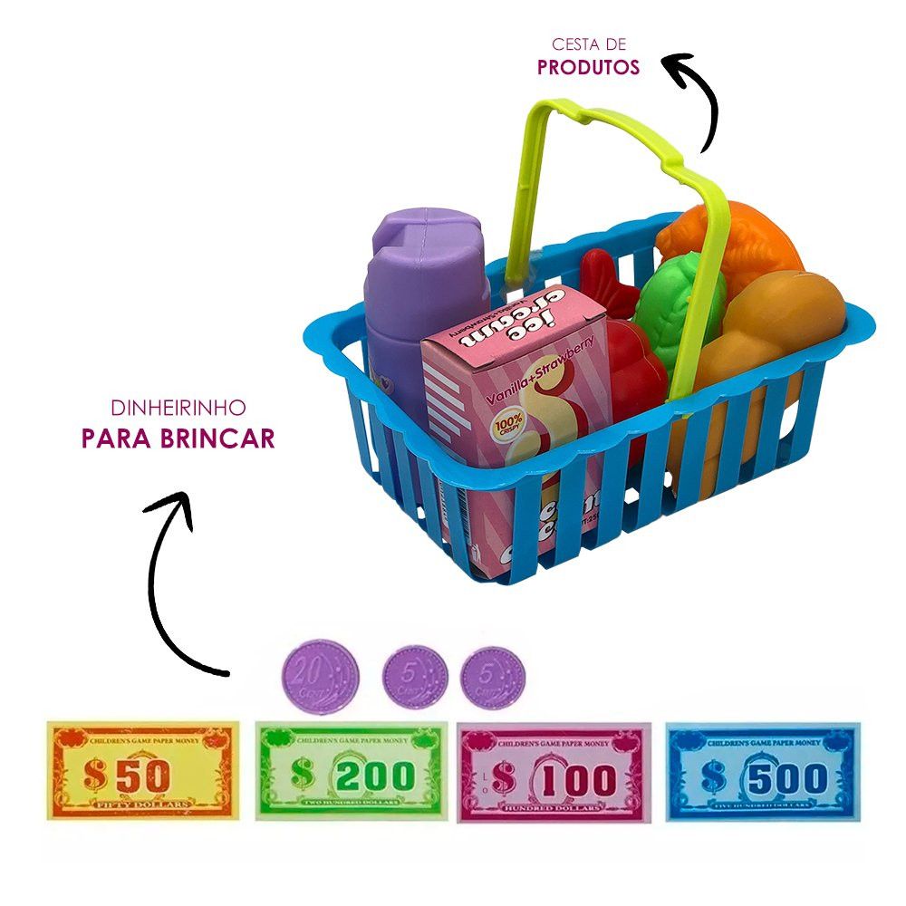 Caixa Registradora Infantil com Luz e Som, Branca, Modelo Educativa com Acessórios, Tamanho Médio - Imagem 3