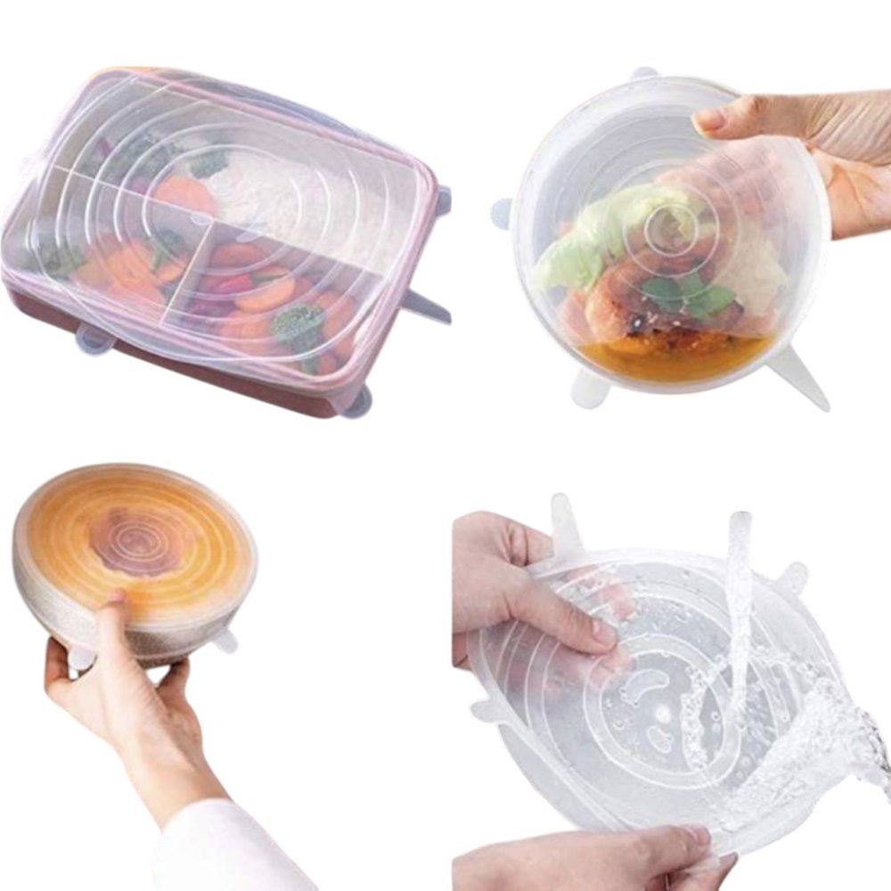 Kit 6 Tampas de Silicone Flexíveis Multiuso Reutilizáveis Vedação Hermética para Potes - Imagem 2