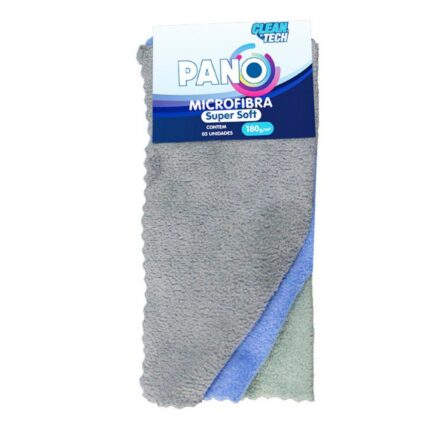 Kit 3 Unidades Pano Microfibra Super Soft Sortido 30x30cm Alta Absorção Limpeza