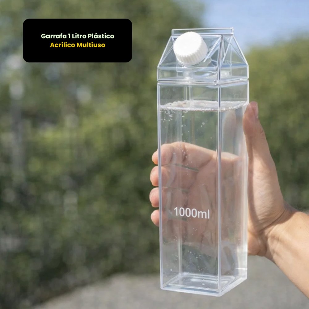 Garrafa Plástica Acrílico 1 Litro Multiuso Transparente Resistente Grande - Imagem 6