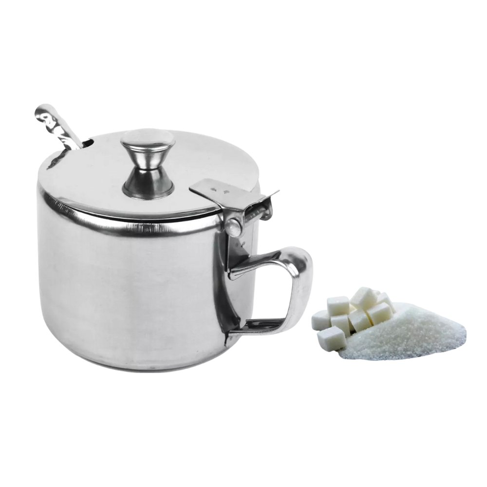Açucareiro de Aço Inox 220ml com Colher Tamper para Café e Mesa - Imagem 2