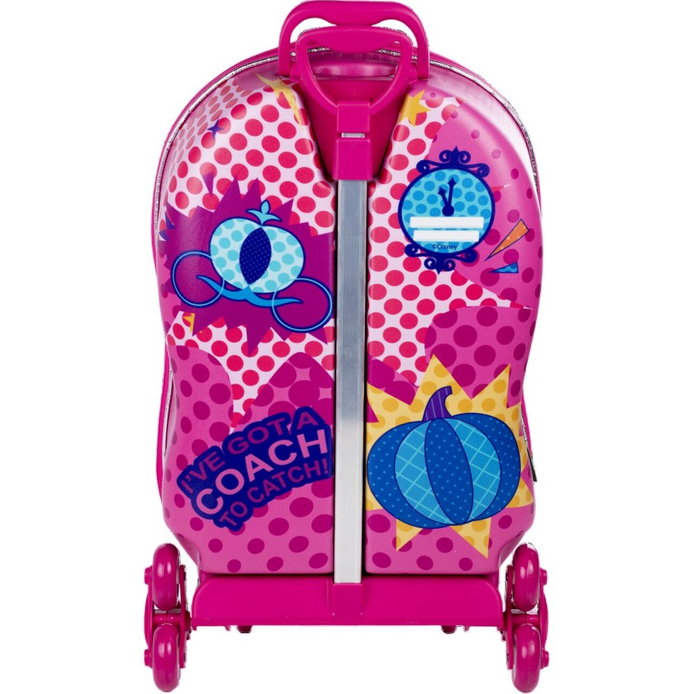 Mala Infantil Princesa Cinderela 3D com Rodinhas Rosa - Resistente, Leve, Tamanho Médio para Viagem - Imagem 5