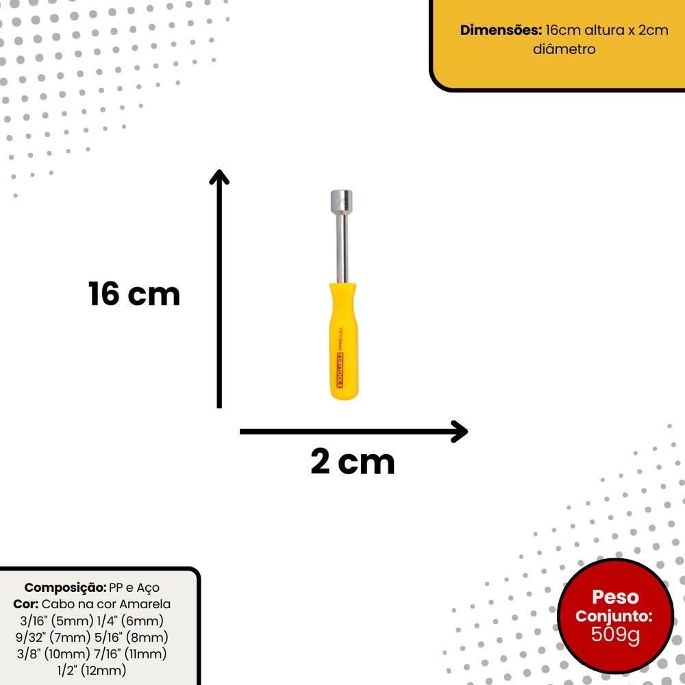 Jogo com 7 Chaves Canhão 70mm Aço Carbono Kit Ferramentas Mecânico Profissional - Imagem 8