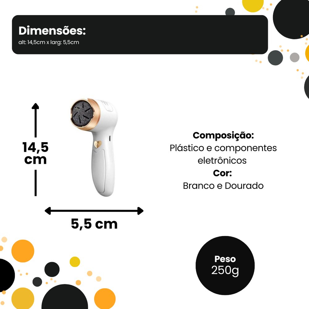 Esfoliador Elétrico Para Pés Portátil Recarregável 3 Modos de Velocidade Fácil Uso Ergonômico - Imagem 3