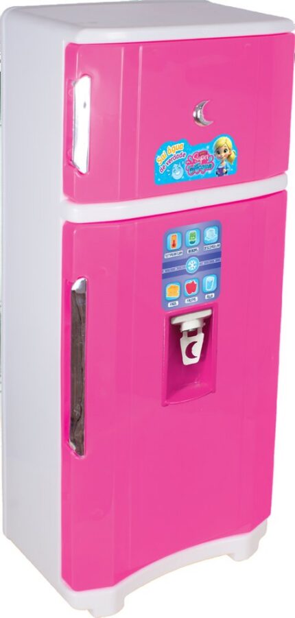 Geladeira Infantil Duplex Rosa com Prateleiras Ajustáveis e Porta Ovos - Brinquedo Educativo