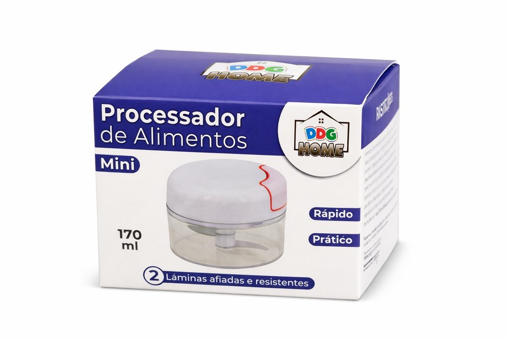 Mini Processador De Alimentos Manual Com 2 Lâminas Corda Retrátil