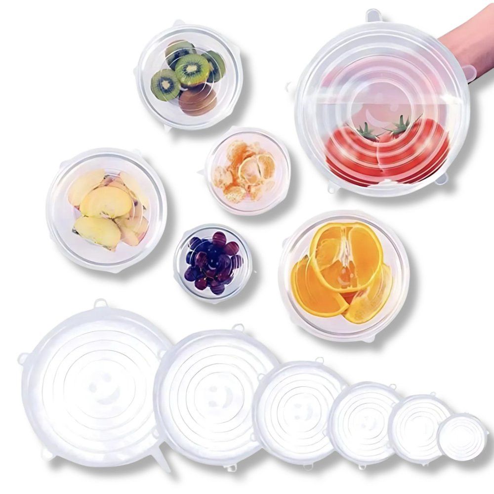 Kit 6 Tampas de Silicone Flexíveis Multiuso Reutilizáveis Vedação Hermética para Potes - Imagem 5