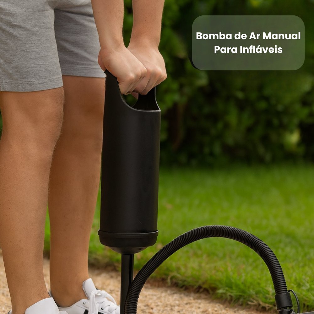 Bomba de Ar Manual Para Infláveis Reforçada 2 Estágios Alta Pressão 120cm - Imagem 3