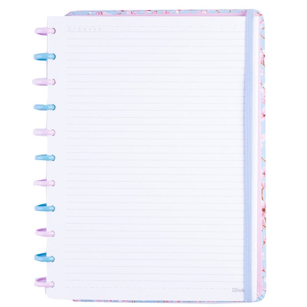 Caderno Disko Cerejeira Grande G Capa Dura Disco Reposicionável Floral - Imagem 3