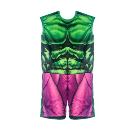 Kit Infantil Fantasia Hulk G 3 Peças Verde Personagem Marvel Infantil Menino