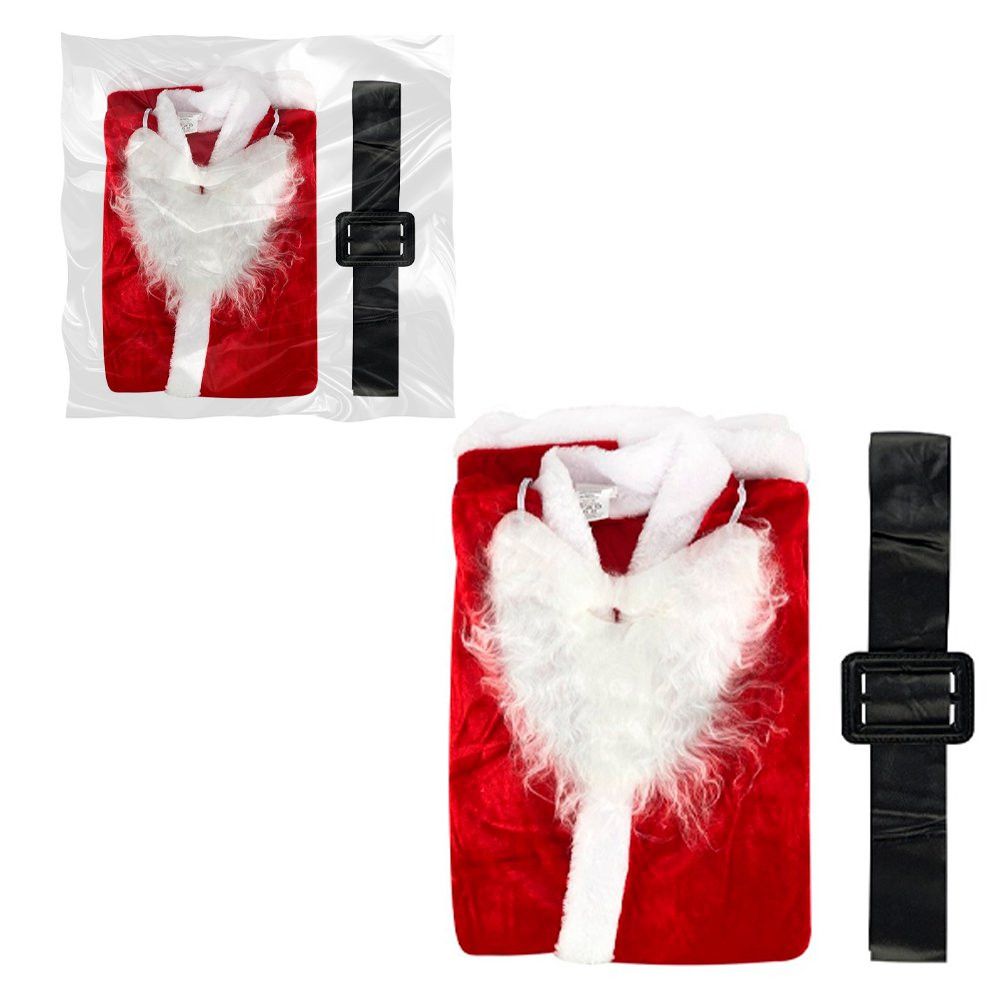 Roupa de Papai Noel Veludo Tamanho Único Blusão Calça Gorro Cinto Barba Natal - Imagem 4