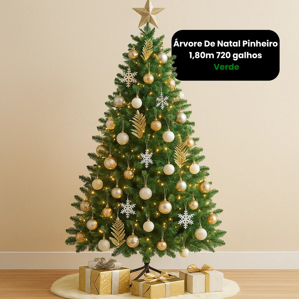Árvore de Natal Pinheiro 1,80m Verde 720 Galhos Folhagem Densa Decoração Natal