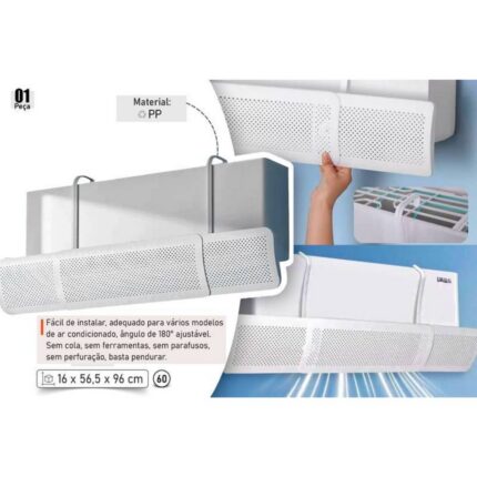 Defletor Suporte Para Ar Condicionado Modelo Ajustável Branco Resistente Ventilação Econômica