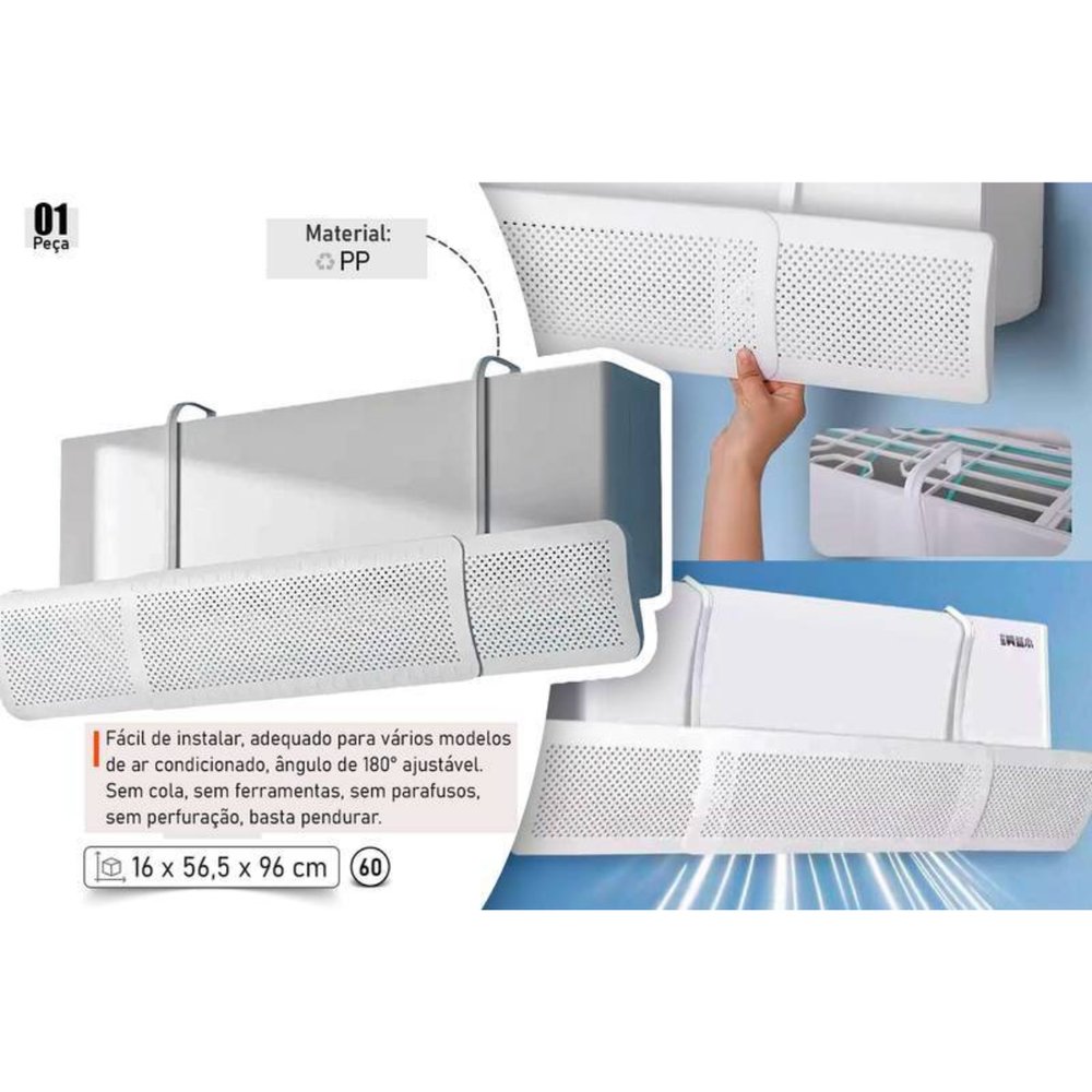 Defletor Suporte Para Ar Condicionado Modelo Ajustável Branco Resistente Ventilação Econômica