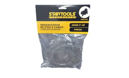 Organizador de Fios e Cabos Aplicador 20mm x 1m Preto Enrolador Fixador Protetor