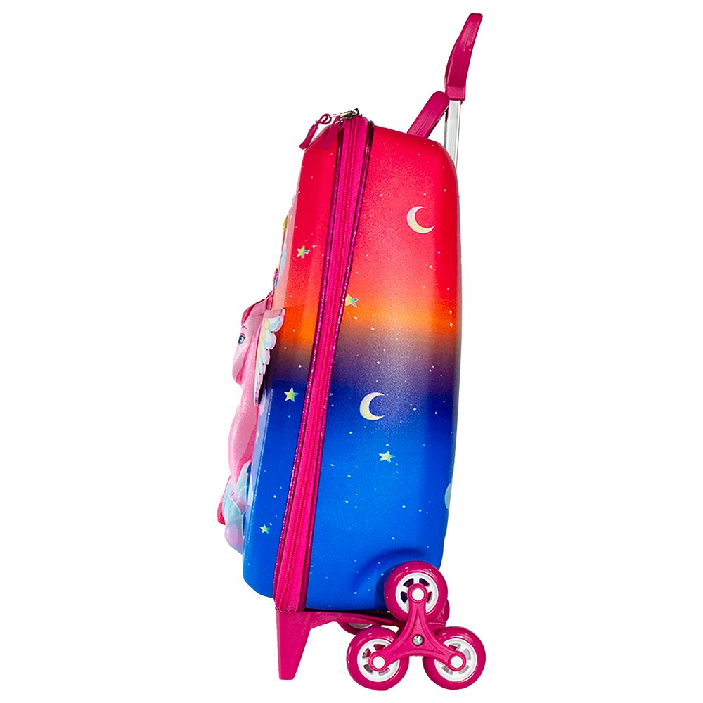 Mala Infantil Barbie Pegasus 3D Rodinhas Multicolorida Tamanho Pequeno Escolar Viagem - Imagem 6