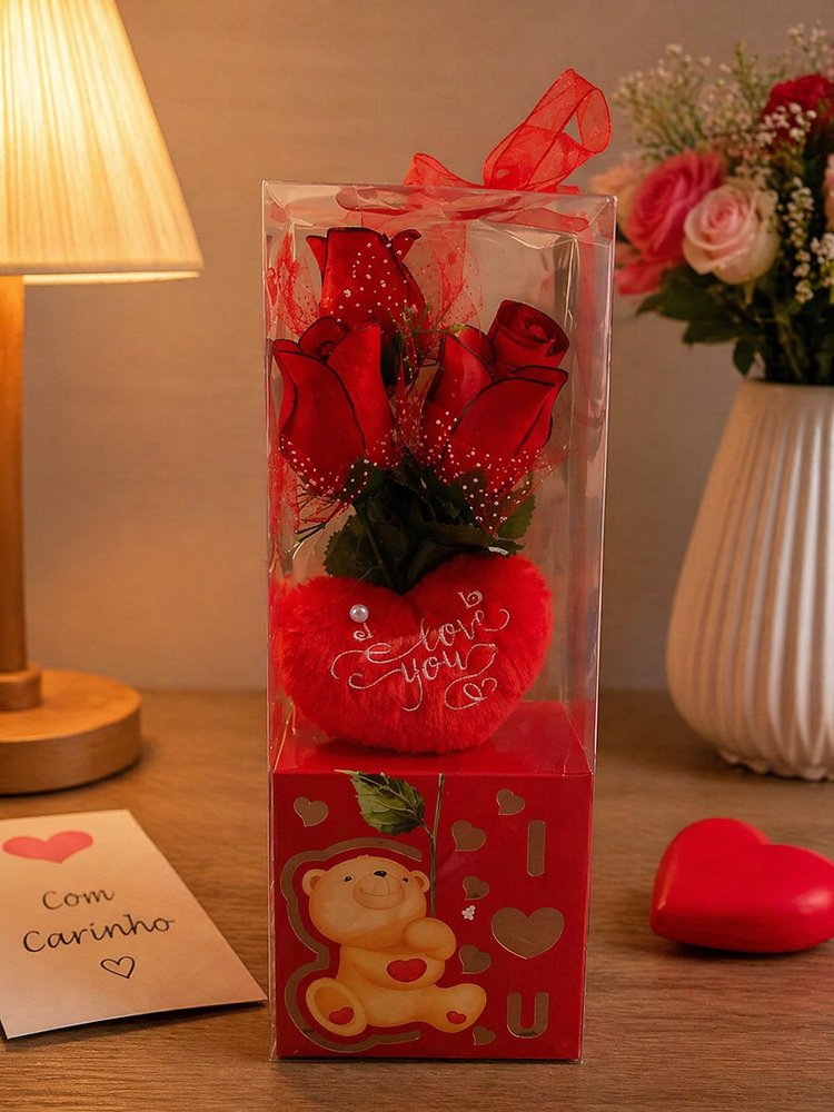 Enfeite com Rosas Led e Coração - Vermelha - Imagem 2