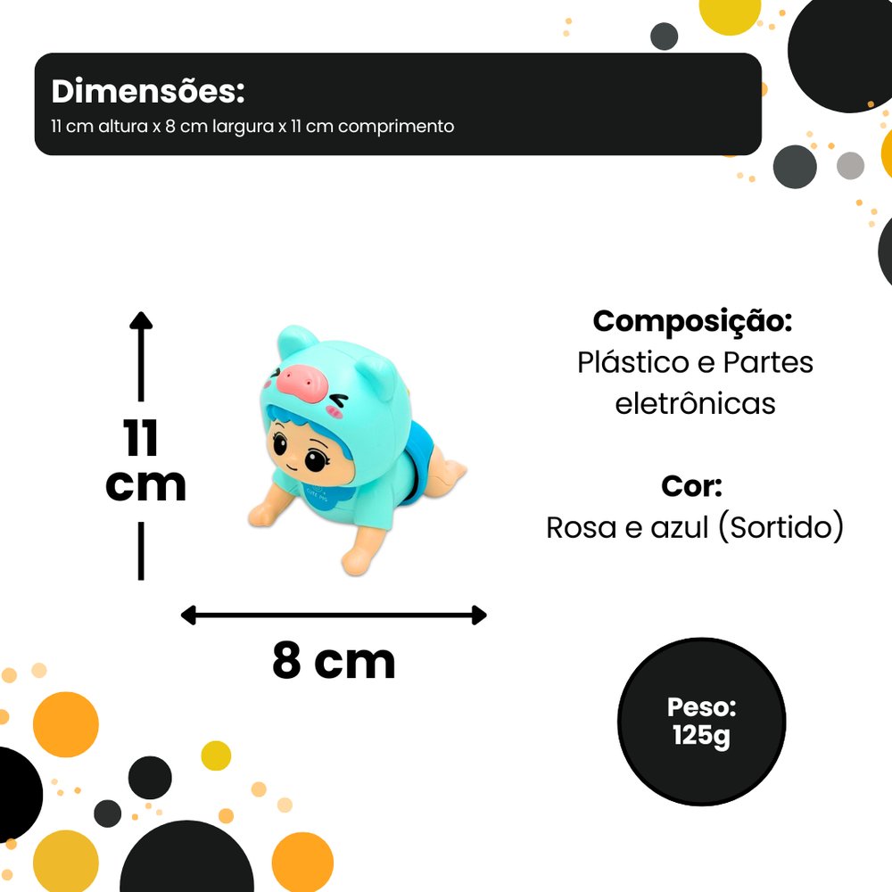 Boneca Musical de Plástico Sortida Brinquedo Infantil Som Luz Colorido Educativo - Imagem 5