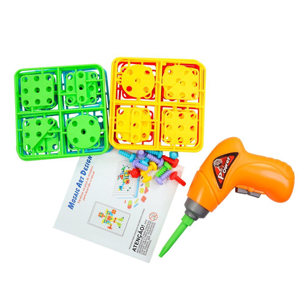 Kit Ferramenta Infantil Parafusadeira de Brinquedo 14 Peças Montar Criança - Imagem 4
