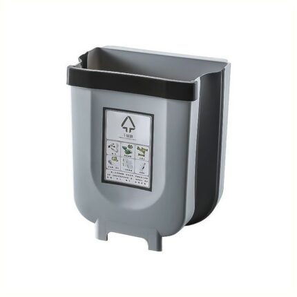 Lixeira Extensível Retrátil Dobrável para Cozinha 10L Plástico Cinza Compacta e Prática
