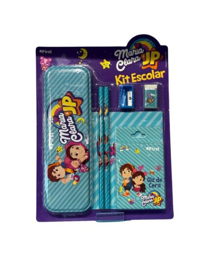 Kit Escolar Maria Clara e JP com Estojo, Mochila Infantil, Lápis, Borracha, Apontador e Caderno 10 Matérias