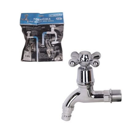 Torneira PVC Cromada 1/2'' para Cozinha Banheiro Modelo Tradicional Alta Durabilidade
