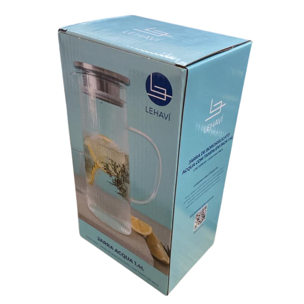Jarra de Borossilicato Acqua com Tampa em Inox 1,4L - Imagem 2
