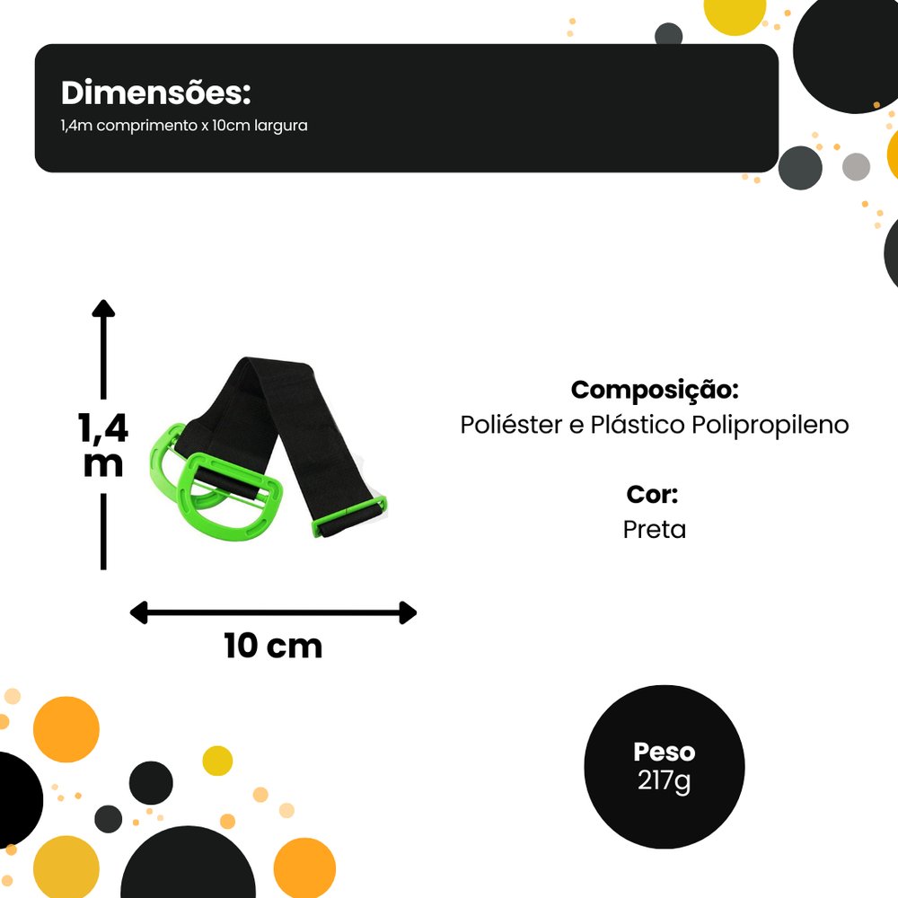 Cinta para Levantar Cargas Preta em Poliéster Resistente Ajustável 3 Metros - Imagem 2