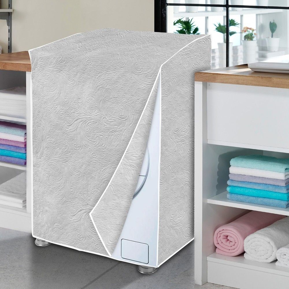 Capa para Máquina de Lavar Flanelada Cinza Perolizada Tamanho GG Resistente Impermeável - Imagem 3