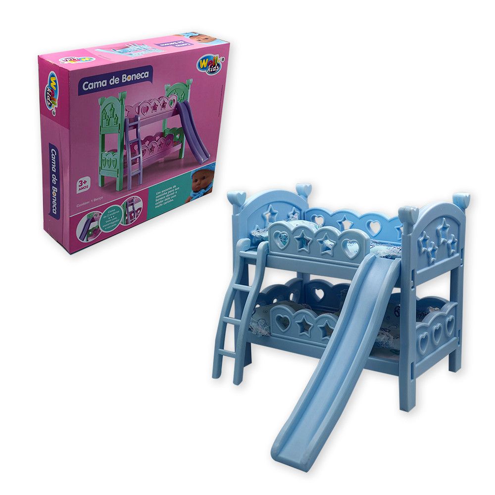 Berço de Brinquedo com Escorregador Azul Infantil para Quarto Criança com Segurança e Diversão - Imagem 3