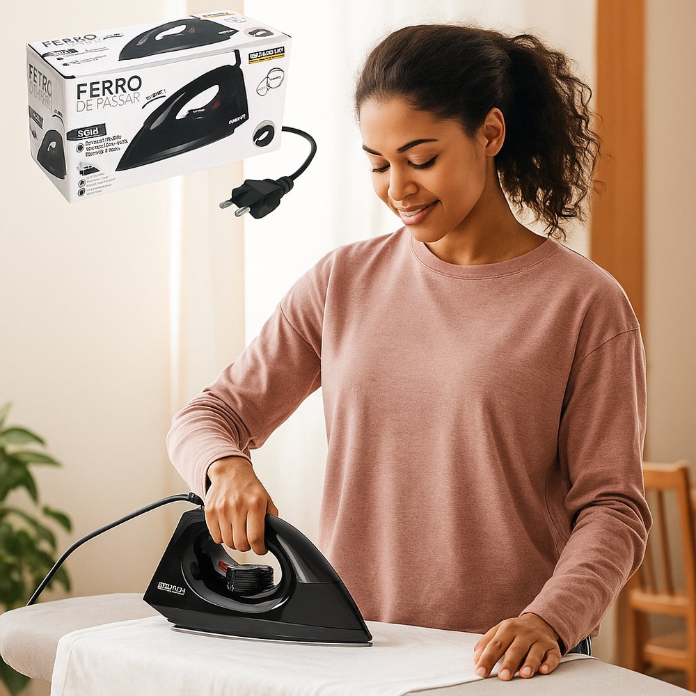Ferro de Passar a Seco Soft 127V Preto Antiaderrapante Leve Durável Alta Temperatura - Imagem 3