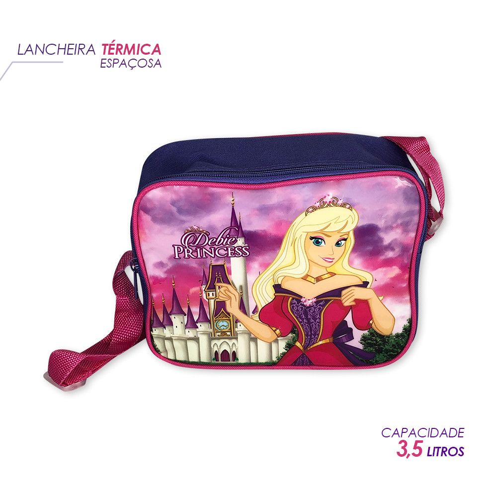 Kit Mochila Infantil Escolar Princesas 3 Peças Roxa Resistente Impermeável para Meninas - Imagem 4