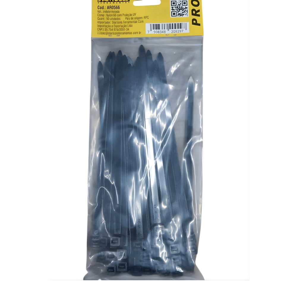 Abraçadeira de Nylon 20cm x 7,6mm 50 Unidades Preta Resistência Alta para Fixação - Imagem 4
