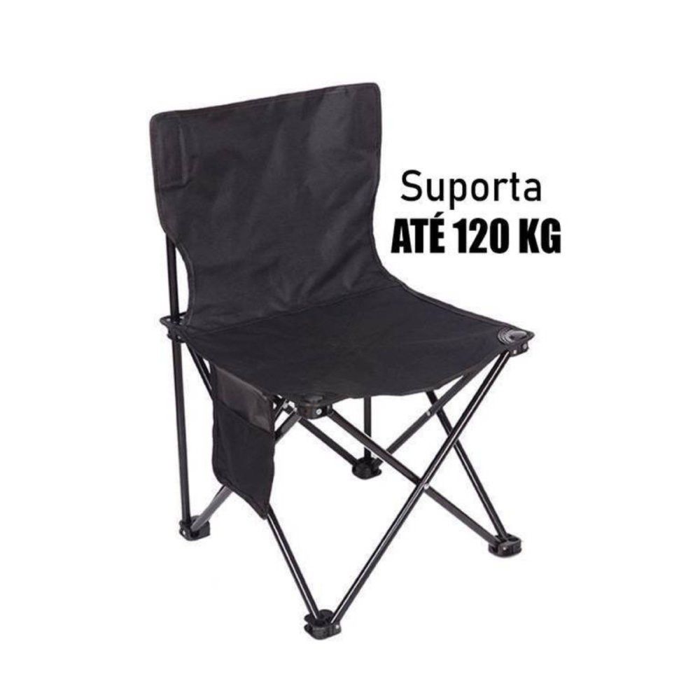 Cadeira Camping Dobrável com Bolso Porta-Objetos Assento Resistente Compacta Sortida - Imagem 3