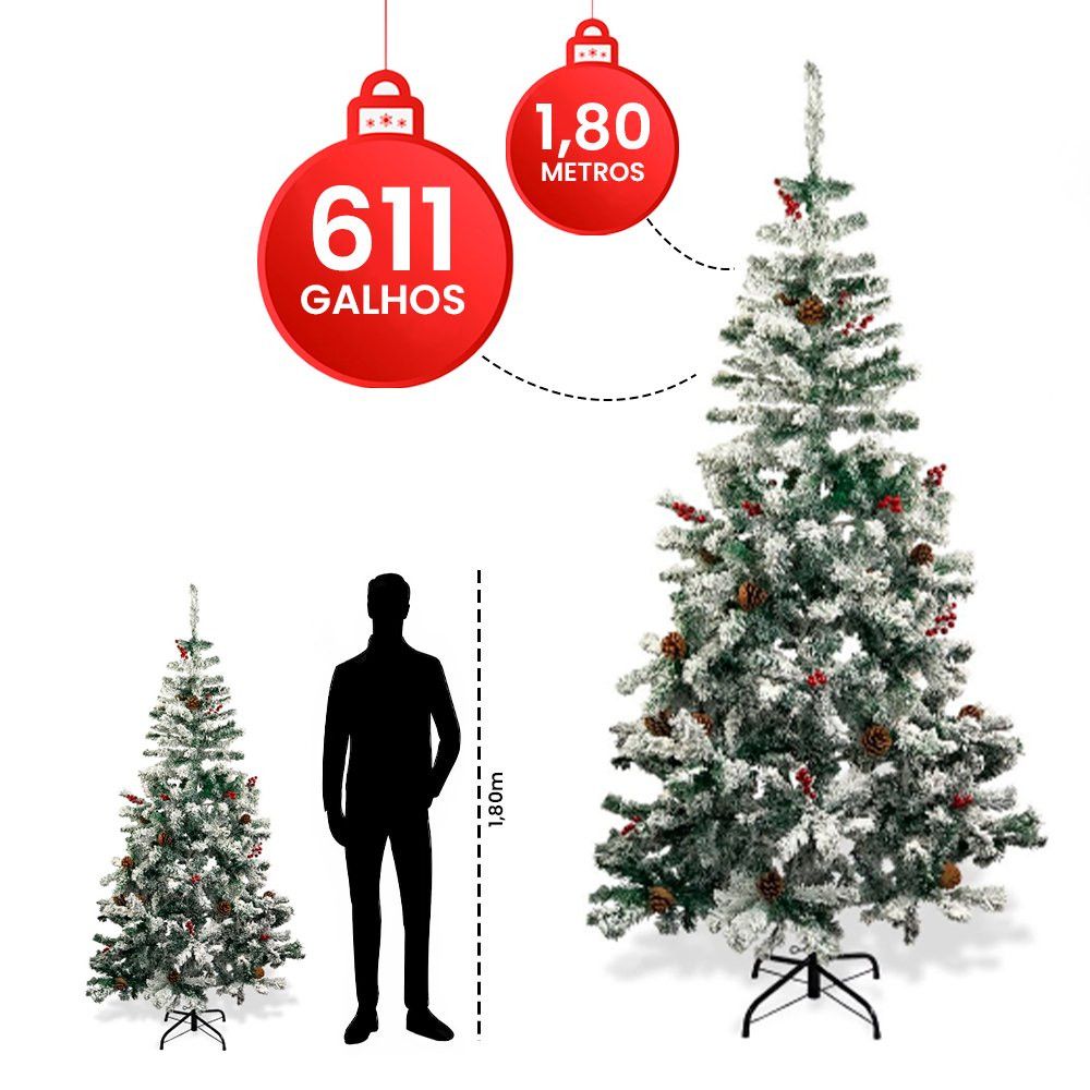 Árvore de Natal 1,80m Luxo Verde 611 Galhos Pinheiro Favorito Decorativa Natal - Imagem 3