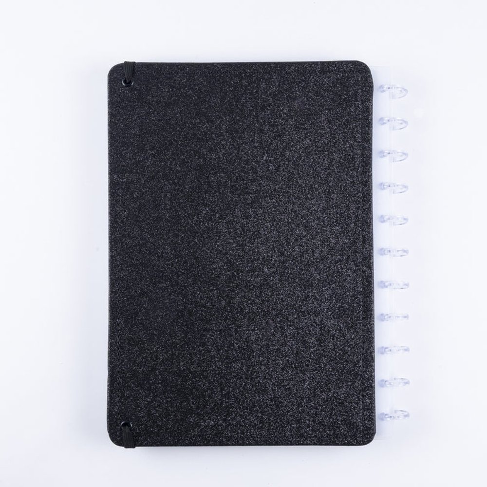 Caderno Shine Disco Reposicionável Preto Grande G Capa Dura Disko - Imagem 2