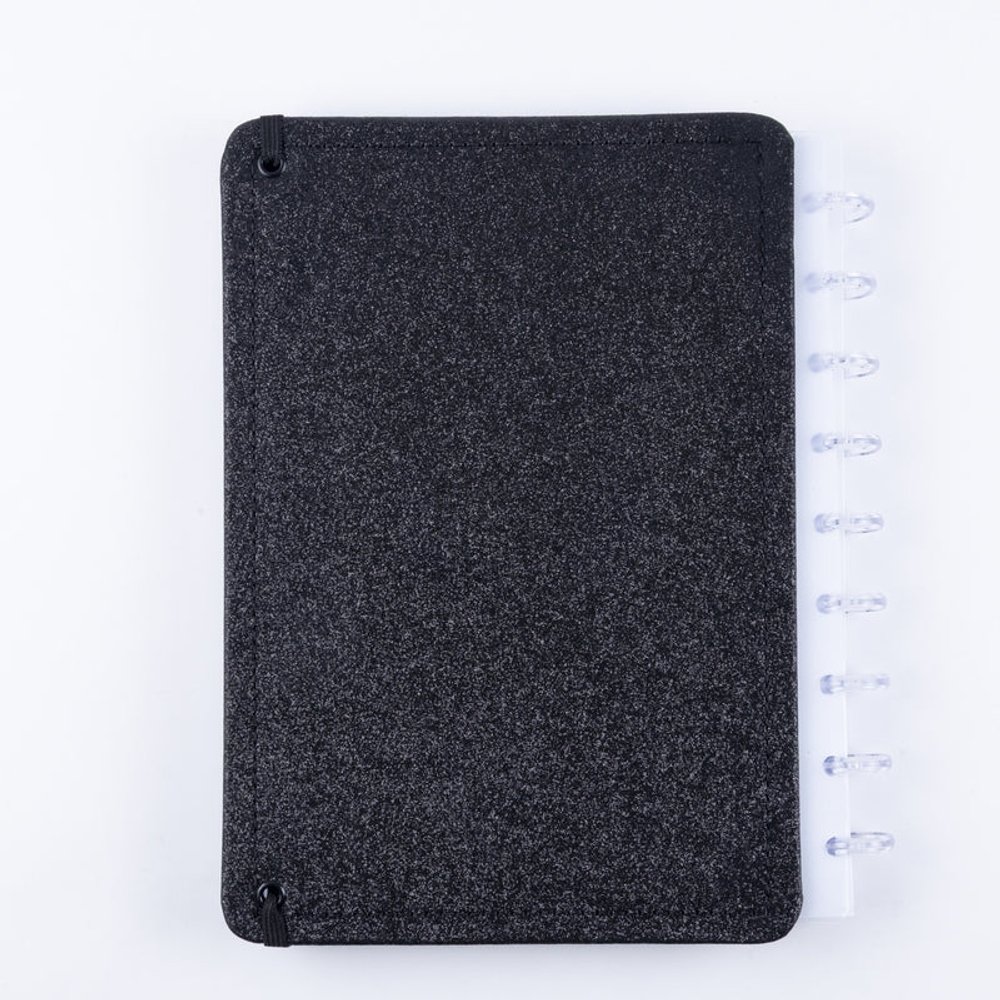 Caderno Shine Preto Médio M Capa Dura Disco Reposicionável Disko - Imagem 2
