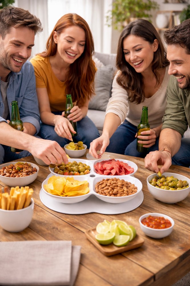 Petisqueira 4 Divisórias Melamina Bandeja Servir Petiscos Molhos Resistente - Imagem 2