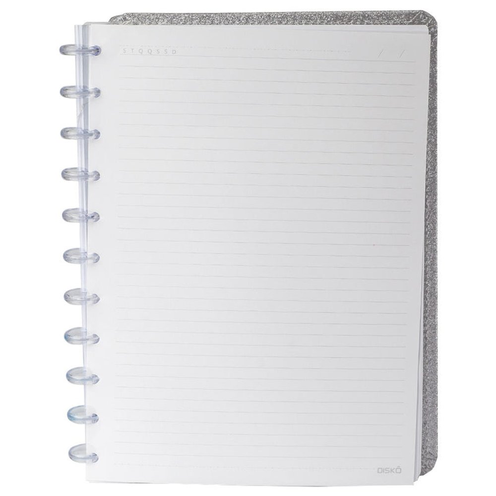Caderno Shine Prata Capa Dura Disco Reposicionável Médio M - Imagem 2