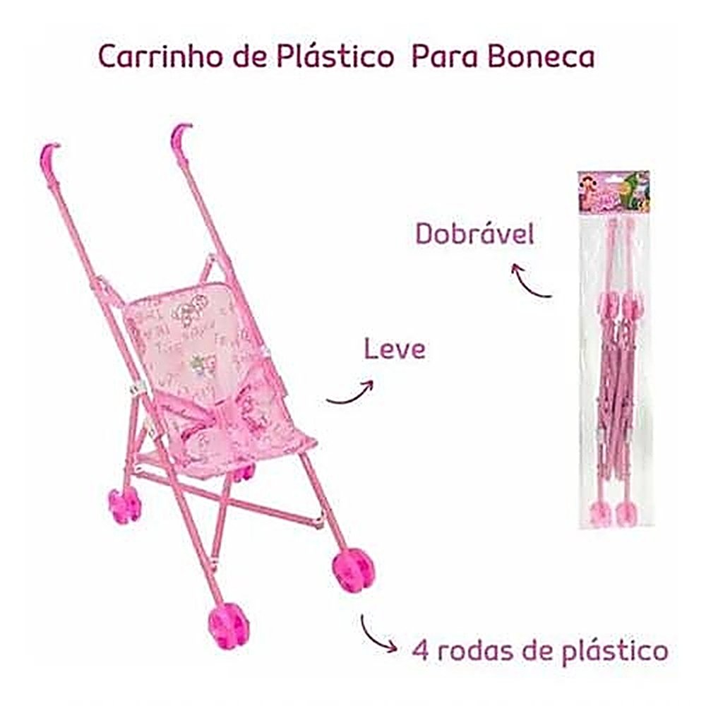 Carrinho Boneca Infantil Dobrável Brinquedo - Imagem 4