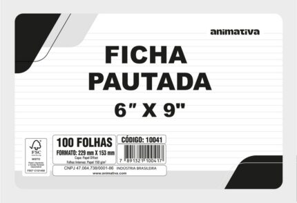 Ficha Pautada 6'' x 9'' 100 Folhas