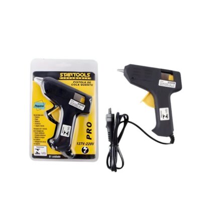 Pistola de Cola Quente Pequena Bivolt 8W Preta Compacta para Artesanato e Reparos