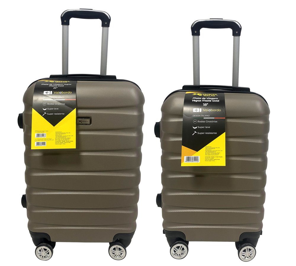 Kit 2 Malas de Viagem Com Rodinhas 18'' e 20'' - Cinza