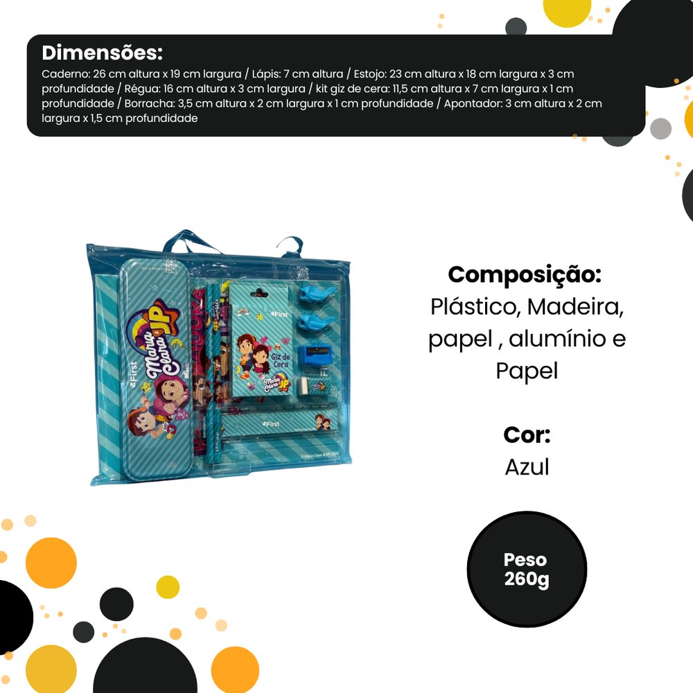 Kit Escolar Maria Clara e JP Completo com Estojo, Mochila, Lápis, Caderno e Acessórios Escolares - Imagem 9