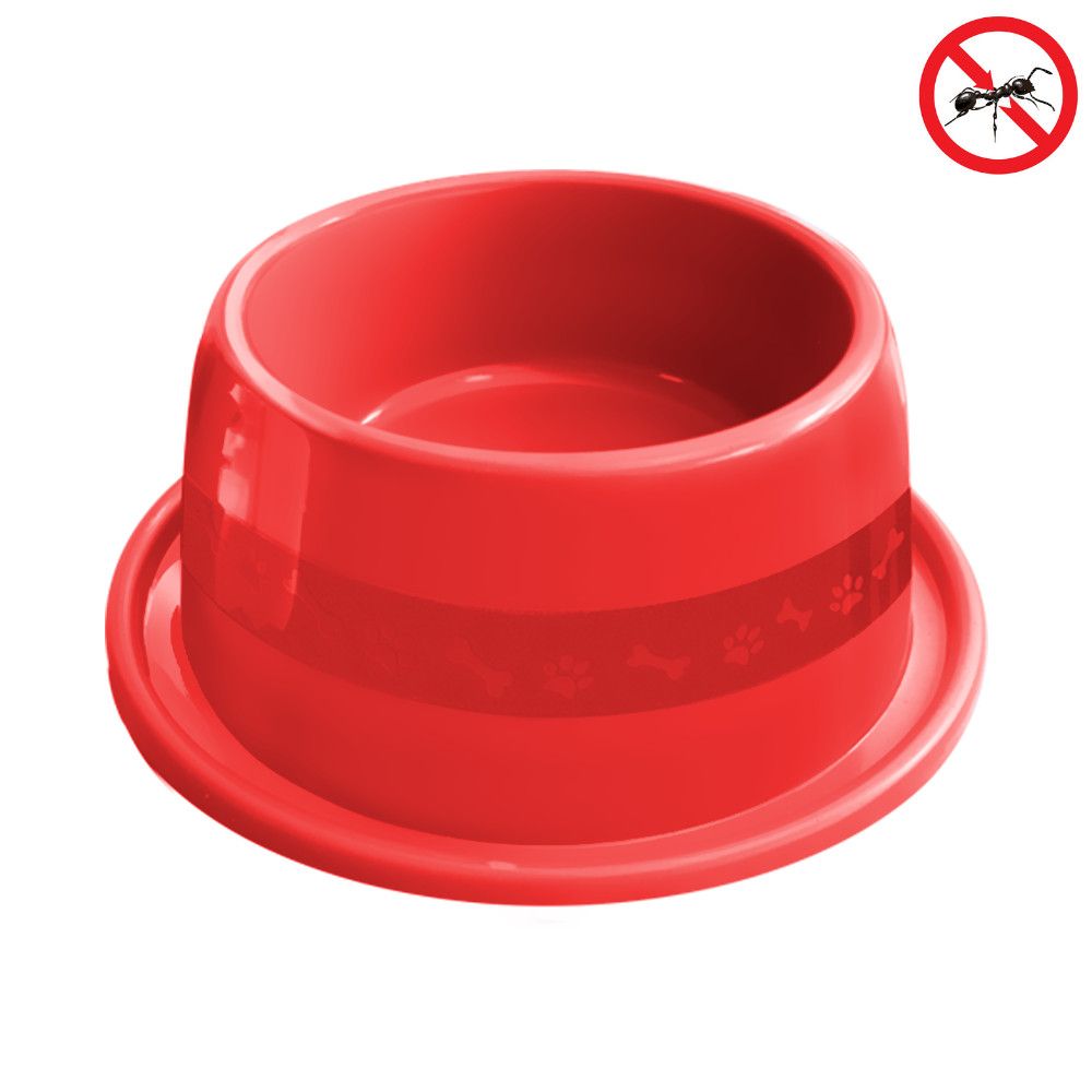 Comedouro para Gatos e Cachorros 1000ml Anti Formiga Grande Vermelho Material Plástico Resistente